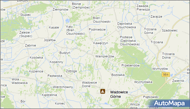 mapa Wampierzów, Wampierzów na mapie Targeo