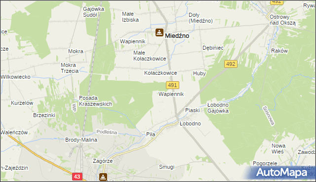 mapa Wapiennik gmina Kłobuck, Wapiennik gmina Kłobuck na mapie Targeo