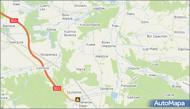 mapa Wędzina, Wędzina na mapie Targeo