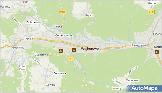 mapa Wejherowo, Wejherowo na mapie Targeo