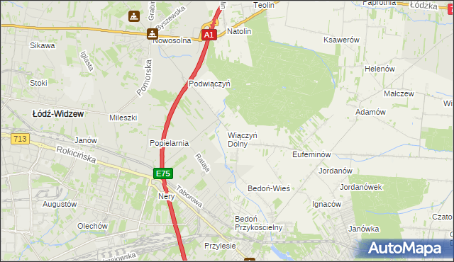 mapa Wiączyń Dolny, Wiączyń Dolny na mapie Targeo