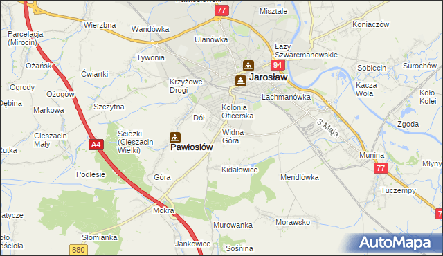 mapa Widna Góra, Widna Góra na mapie Targeo