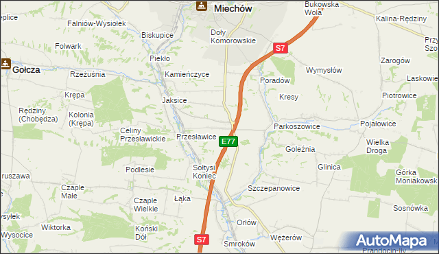 mapa Wielki Dół gmina Miechów, Wielki Dół gmina Miechów na mapie Targeo