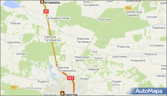 mapa Wieprzów Ordynacki, Wieprzów Ordynacki na mapie Targeo