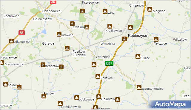 mapa Wierzbice, Wierzbice na mapie Targeo