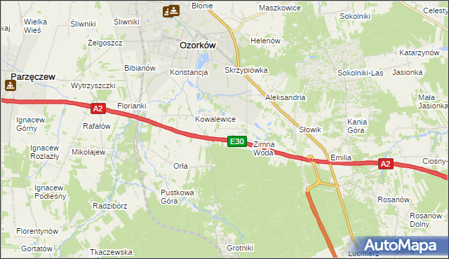 mapa Wiktorów gmina Zgierz, Wiktorów gmina Zgierz na mapie Targeo