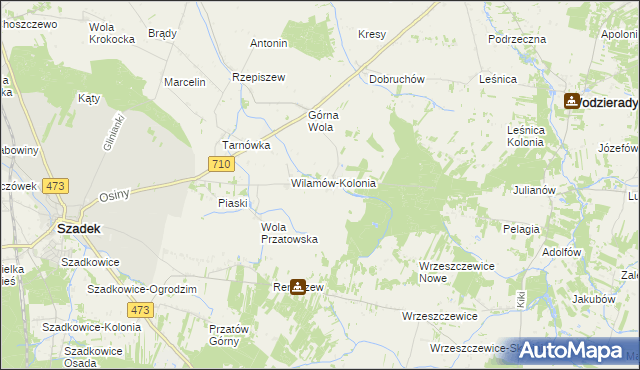 mapa Wilamów gmina Szadek, Wilamów gmina Szadek na mapie Targeo