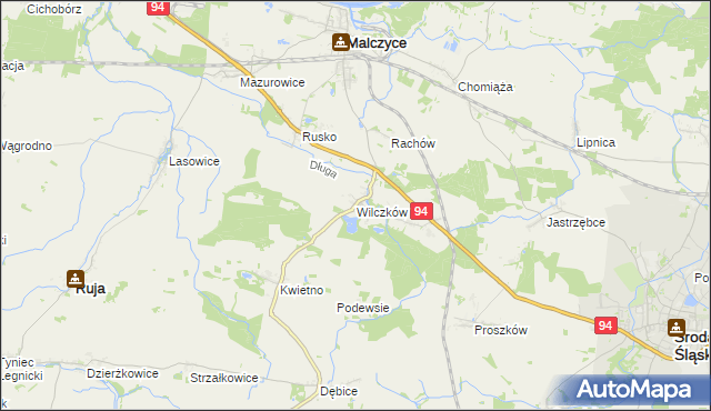 mapa Wilczków gmina Malczyce, Wilczków gmina Malczyce na mapie Targeo