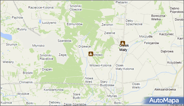 mapa Witowo gmina Osiek Mały, Witowo gmina Osiek Mały na mapie Targeo