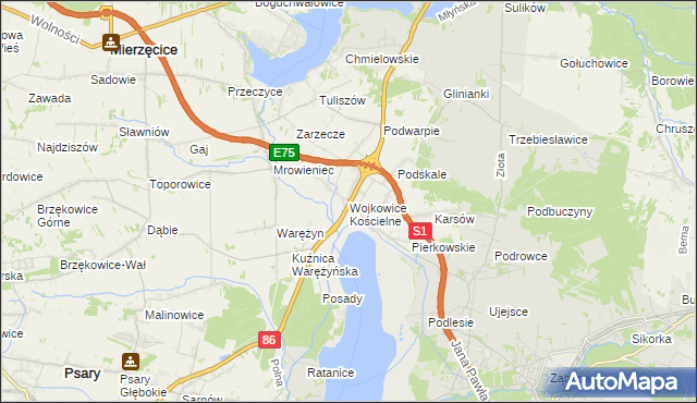 mapa Wojkowice Kościelne, Wojkowice Kościelne na mapie Targeo