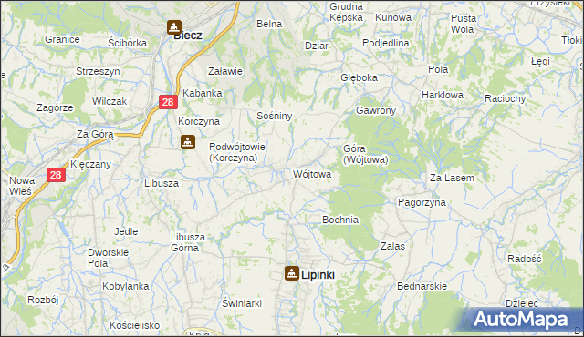 mapa Wójtowa, Wójtowa na mapie Targeo