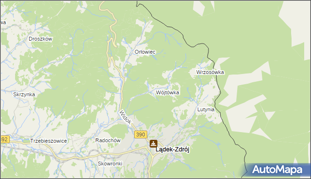 mapa Wójtówka gmina Lądek-Zdrój, Wójtówka gmina Lądek-Zdrój na mapie Targeo