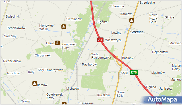 mapa Wola Raciborowska, Wola Raciborowska na mapie Targeo