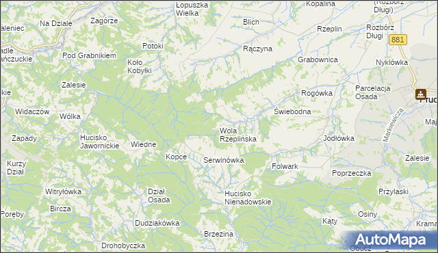 mapa Wola Rzeplińska, Wola Rzeplińska na mapie Targeo