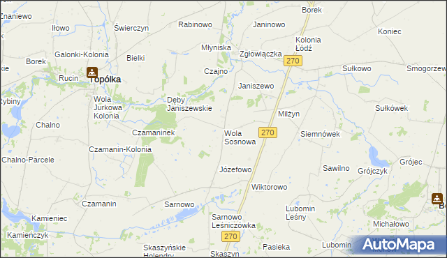 mapa Wola Sosnowa, Wola Sosnowa na mapie Targeo