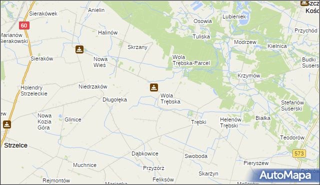 mapa Wola Trębska, Wola Trębska na mapie Targeo