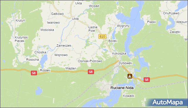 mapa Wólka gmina Ruciane-Nida, Wólka gmina Ruciane-Nida na mapie Targeo