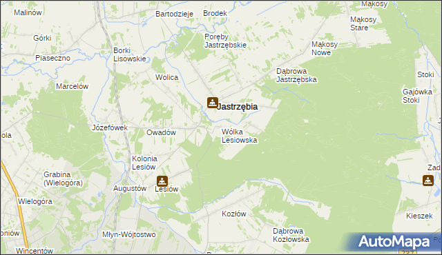 mapa Wólka Lesiowska, Wólka Lesiowska na mapie Targeo