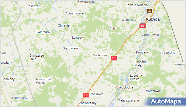 mapa Wołkusze, Wołkusze na mapie Targeo