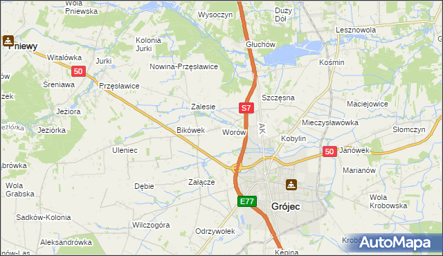 mapa Worów, Worów na mapie Targeo