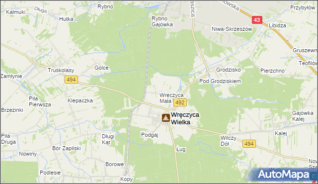 mapa Wręczyca Mała, Wręczyca Mała na mapie Targeo