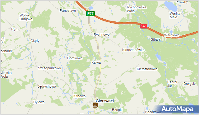 mapa Wróble gmina Grunwald, Wróble gmina Grunwald na mapie Targeo