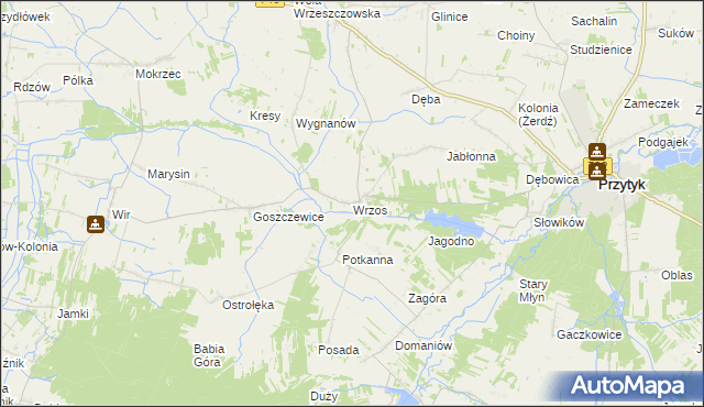mapa Wrzos, Wrzos na mapie Targeo