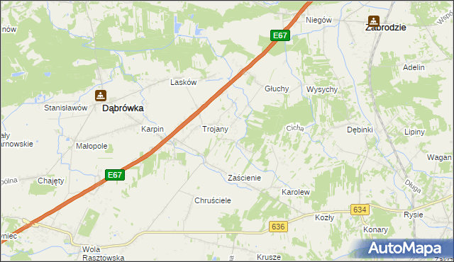 mapa Wszebory gmina Dąbrówka, Wszebory gmina Dąbrówka na mapie Targeo