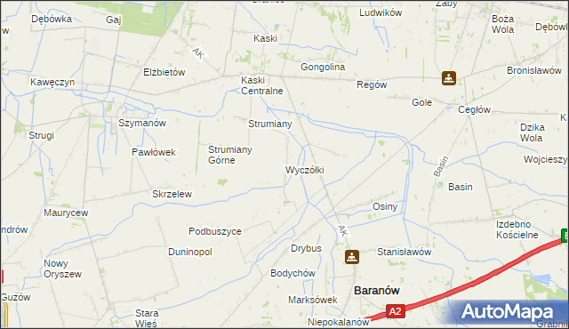 mapa Wyczółki gmina Baranów, Wyczółki gmina Baranów na mapie Targeo