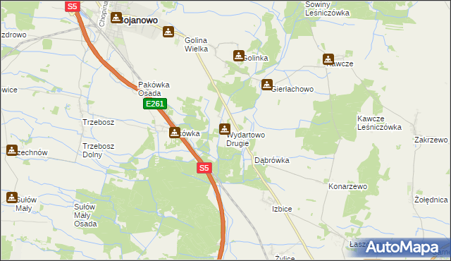 mapa Wydartowo Drugie, Wydartowo Drugie na mapie Targeo