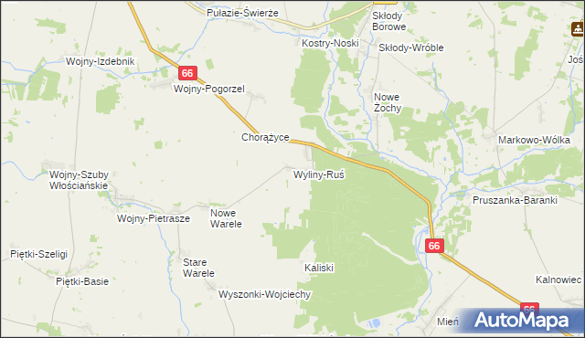 mapa Wyliny-Ruś, Wyliny-Ruś na mapie Targeo