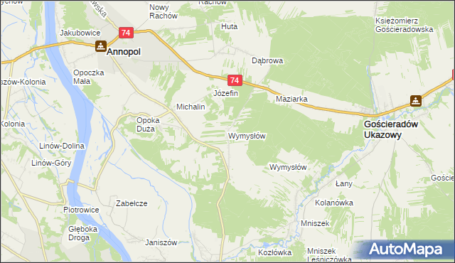 mapa Wymysłów gmina Annopol, Wymysłów gmina Annopol na mapie Targeo