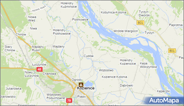 mapa Wymysłów gmina Kozienice, Wymysłów gmina Kozienice na mapie Targeo