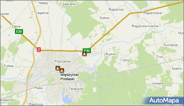 mapa Wysokie gmina Międzyrzec Podlaski, Wysokie gmina Międzyrzec Podlaski na mapie Targeo