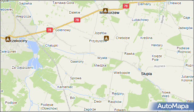 mapa Wywła, Wywła na mapie Targeo