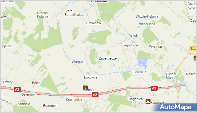 mapa Zaberbecze, Zaberbecze na mapie Targeo