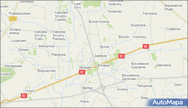 mapa Zabłocie gmina Grzegorzew, Zabłocie gmina Grzegorzew na mapie Targeo