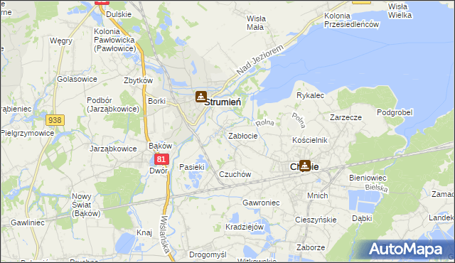 mapa Zabłocie gmina Strumień, Zabłocie gmina Strumień na mapie Targeo