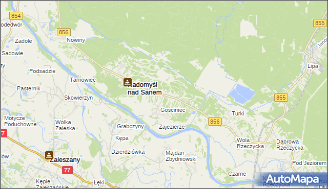mapa Żabno gmina Radomyśl nad Sanem, Żabno gmina Radomyśl nad Sanem na mapie Targeo