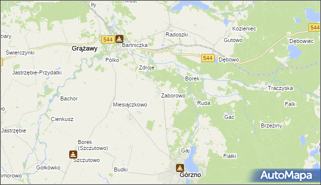 mapa Zaborowo gmina Górzno, Zaborowo gmina Górzno na mapie Targeo