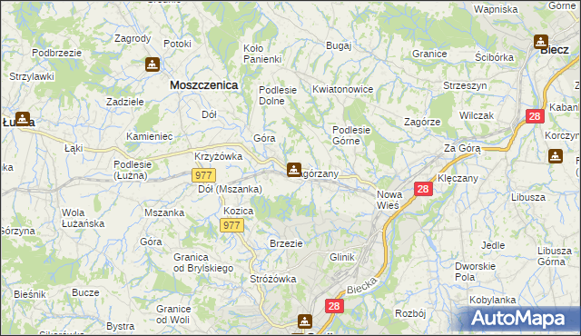 mapa Zagórzany gmina Gorlice, Zagórzany gmina Gorlice na mapie Targeo