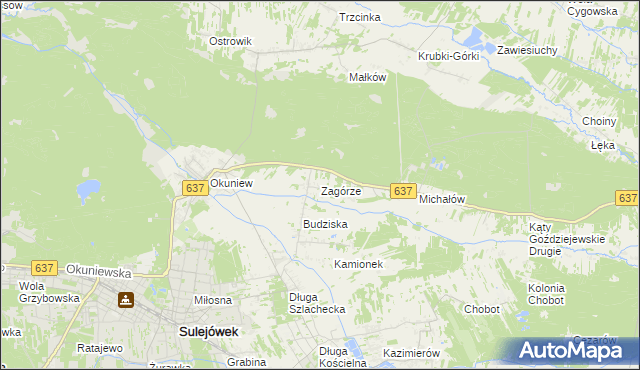 mapa Zagórze gmina Halinów, Zagórze gmina Halinów na mapie Targeo