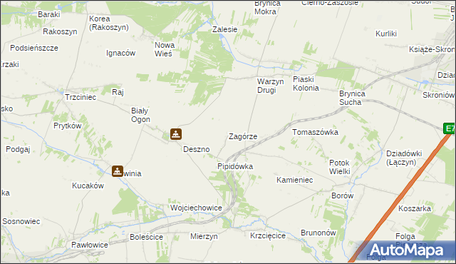 mapa Zagórze gmina Nagłowice, Zagórze gmina Nagłowice na mapie Targeo