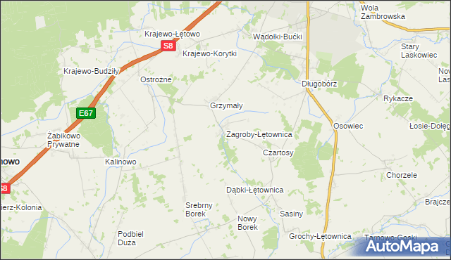 mapa Zagroby-Łętownica, Zagroby-Łętownica na mapie Targeo