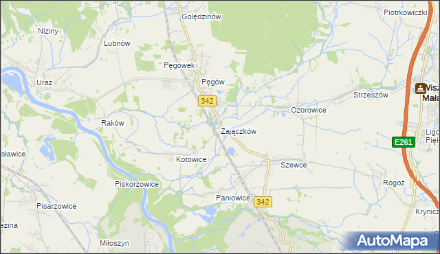 mapa Zajączków gmina Oborniki Śląskie, Zajączków gmina Oborniki Śląskie na mapie Targeo