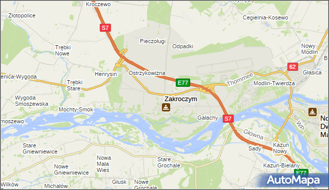 mapa Zakroczym, Zakroczym na mapie Targeo