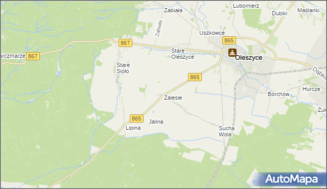 mapa Zalesie gmina Oleszyce, Zalesie gmina Oleszyce na mapie Targeo