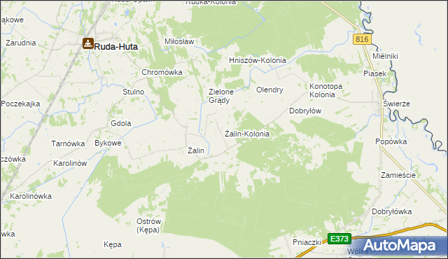 mapa Żalin-Kolonia, Żalin-Kolonia na mapie Targeo