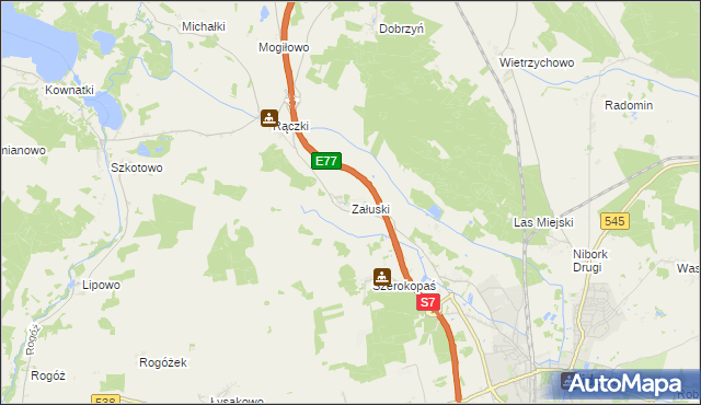 mapa Załuski gmina Nidzica, Załuski gmina Nidzica na mapie Targeo