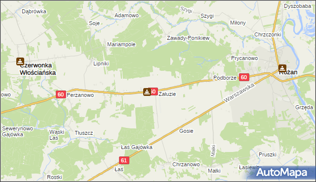 mapa Załuzie, Załuzie na mapie Targeo